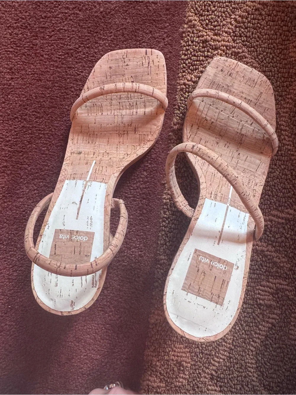 Dolce Vita Natural Cork-Look Double Strap Slide Sandals